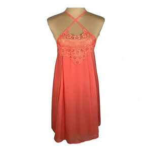 JODIFL Coral Lace Halter Dress